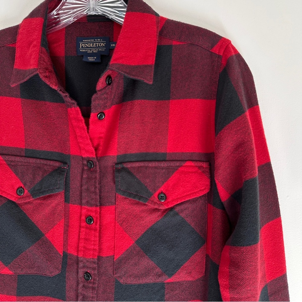 NWOT Pendleton Madison Cotton Flannel Shirt, Red/Black Buffalo Check, X-Small - Picture 4 of 14